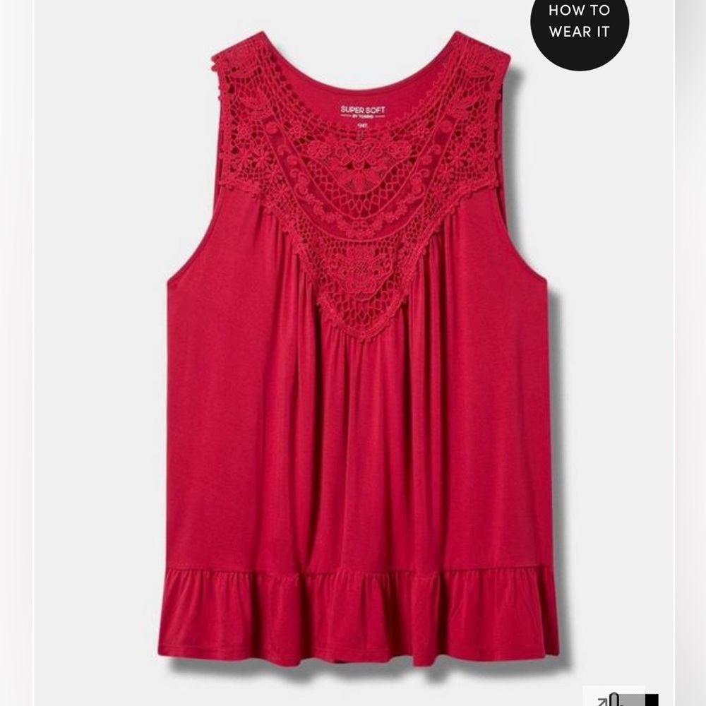 Torrid super soft crew neck lace yoke tank 4X
